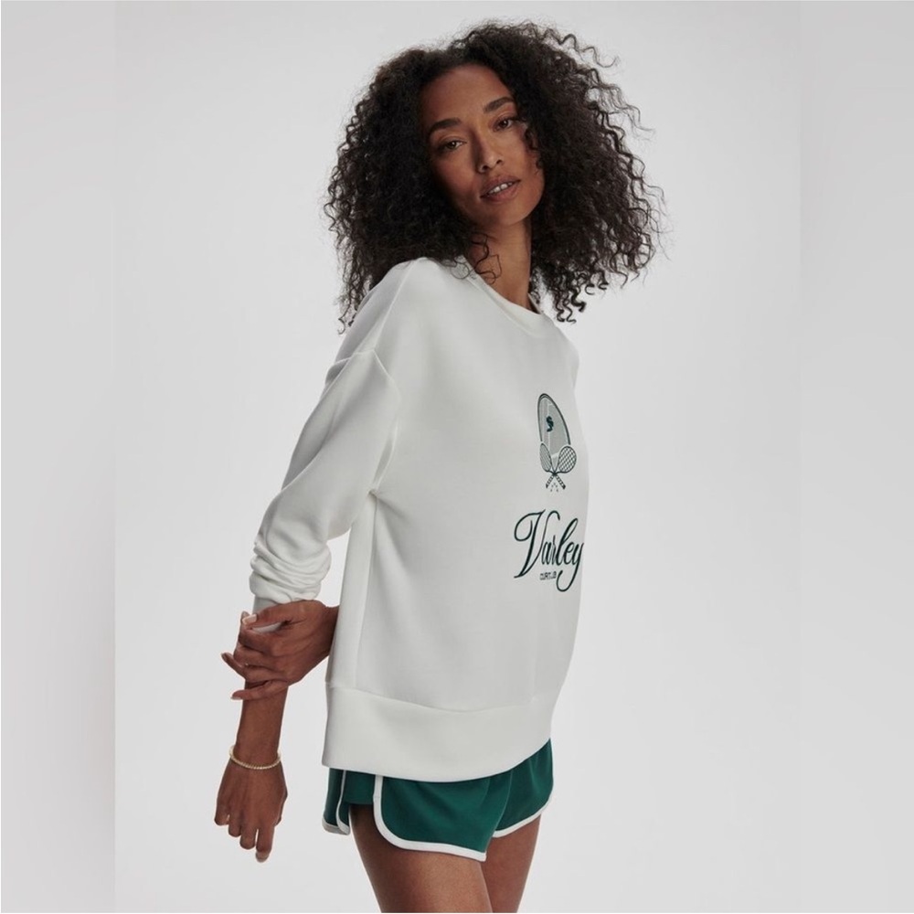 NWT Varley Women's Rasco Namesake White Forest Crew Neck Sweater - Picture 7 of 9